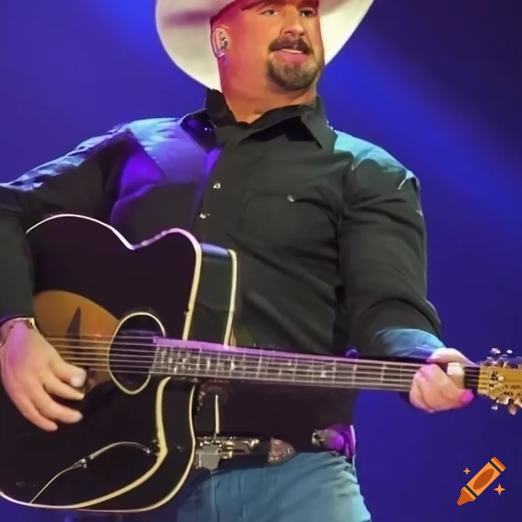 close-up of Garth Brooks performing on stage