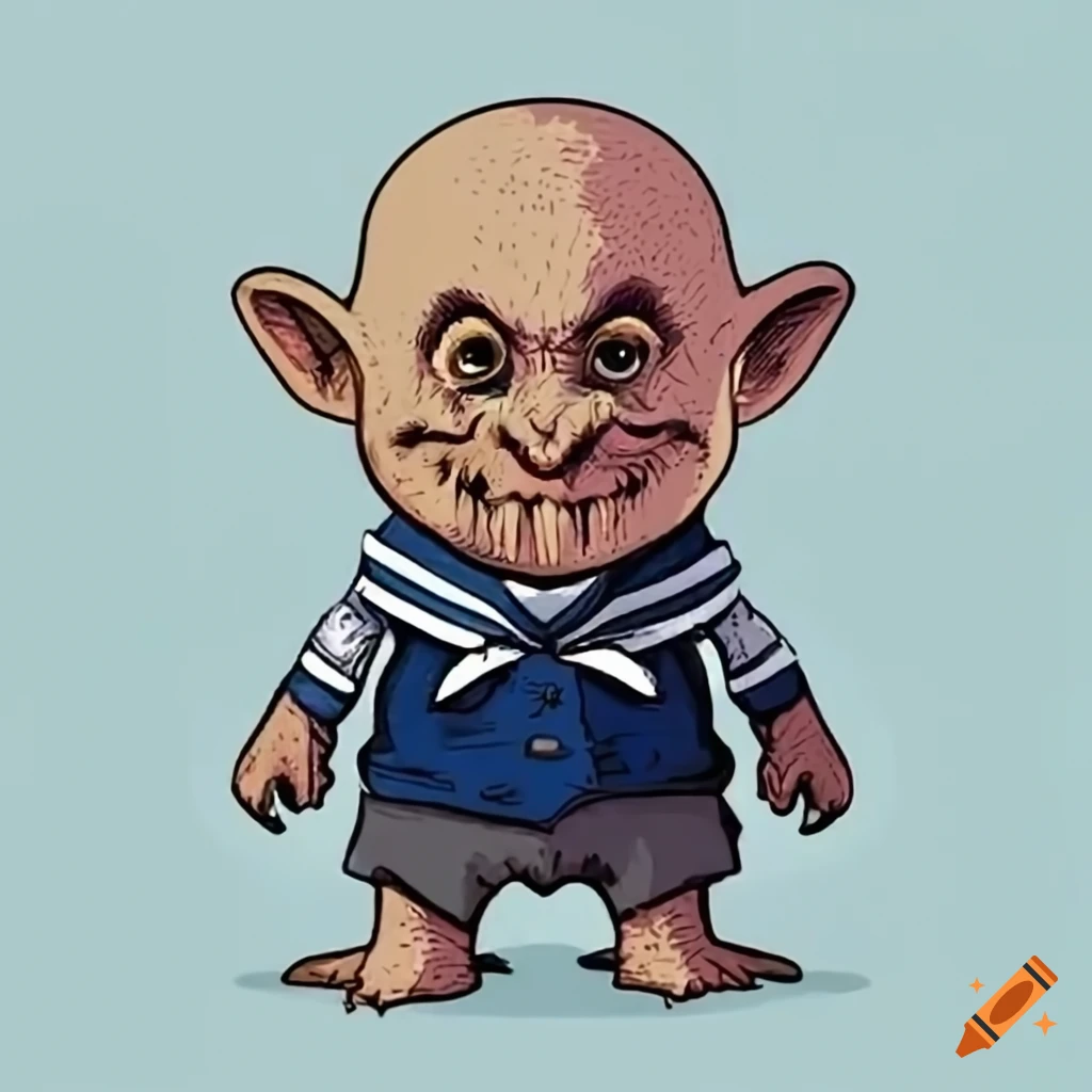 Bald troll wearing a sailor's shirt on Craiyon