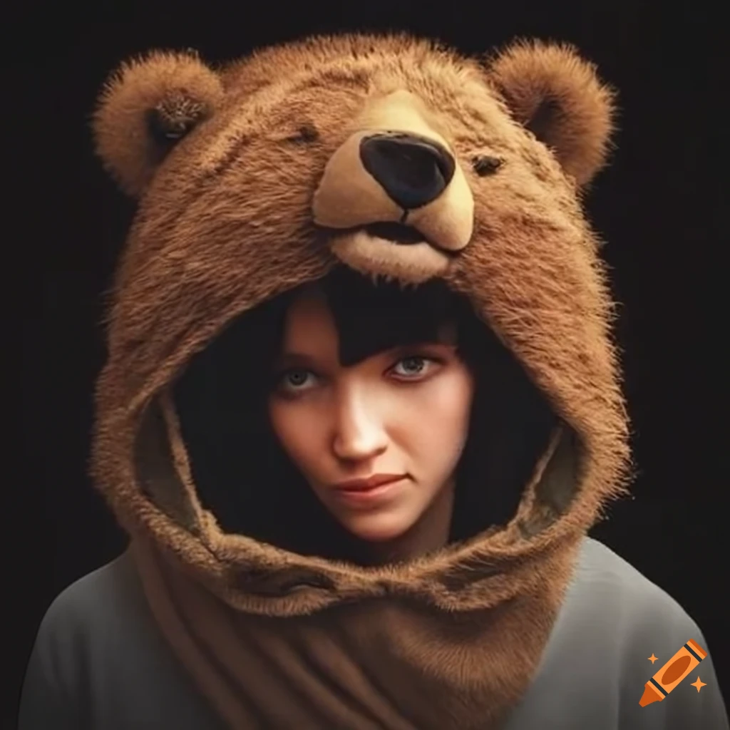 Person wearing a bear headgear on Craiyon