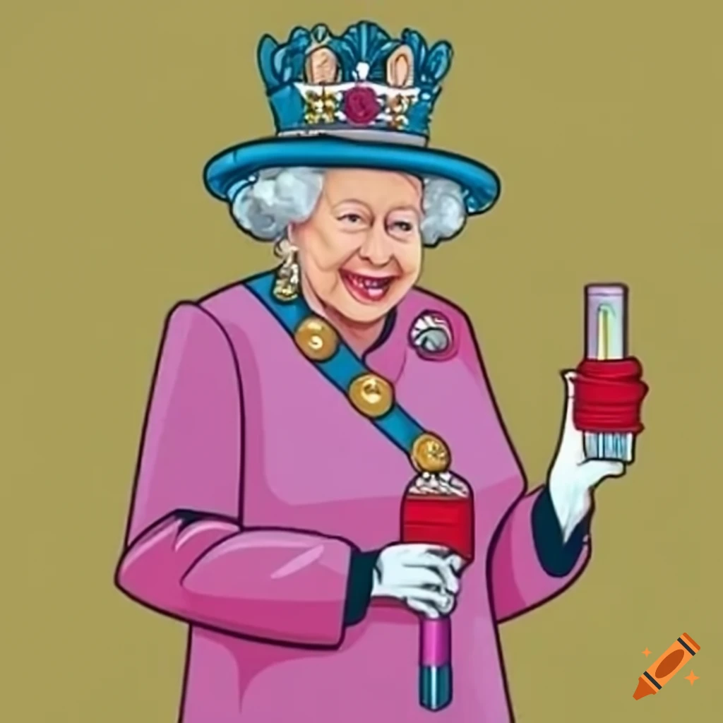 Queen elizabeth ii holding a test tube on Craiyon