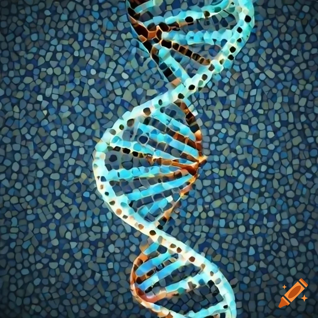 Mosaic art of dna double helix on Craiyon