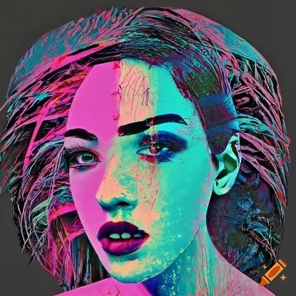 neo-pop surreal portrait with graffiti-style elements