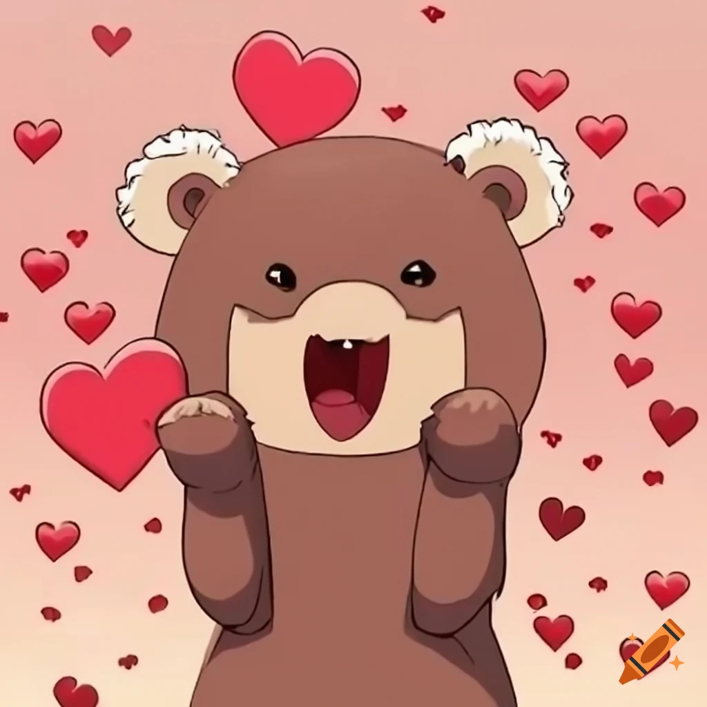 Cute bear character posing for a phone wallpaper on Craiyon