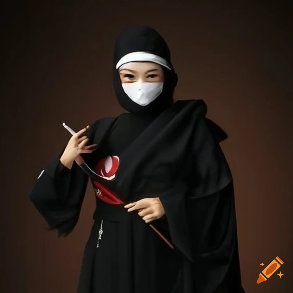 Cosplay of miss suzuki yurie in black ninja dress on Craiyon