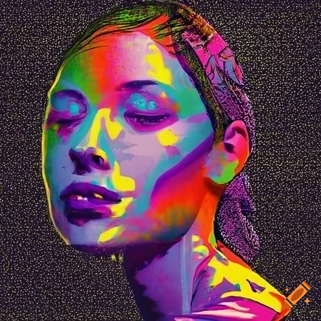 Neo-pop surreal portrait with graffiti-style elements