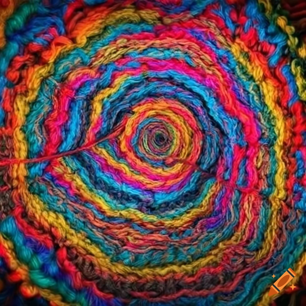 mind-bending psychedelic yarn sculpture