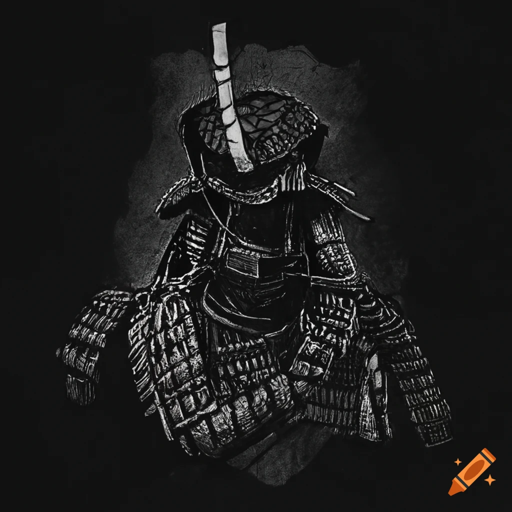 Dystopian image of a dangerous samurai in a dark club on Craiyon