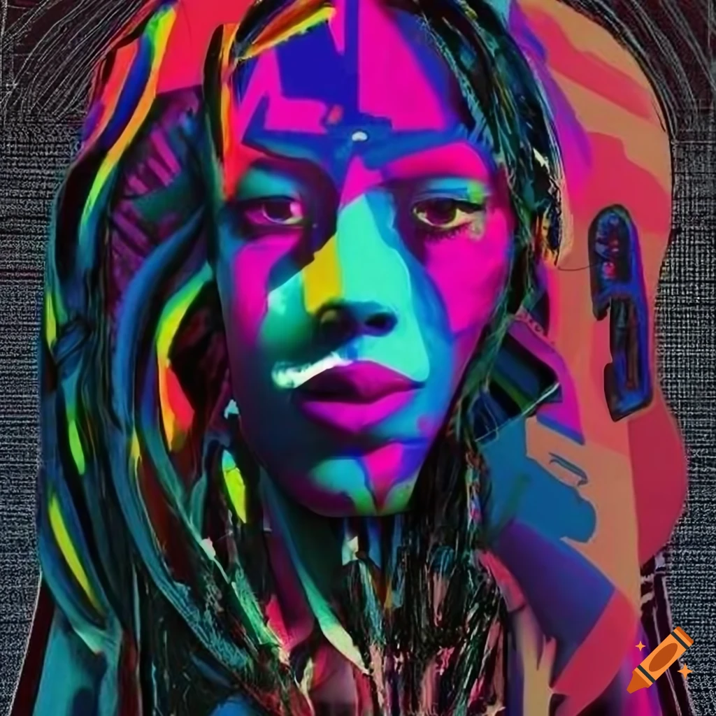 surreal portrait with spraypaint and grunge aesthetic