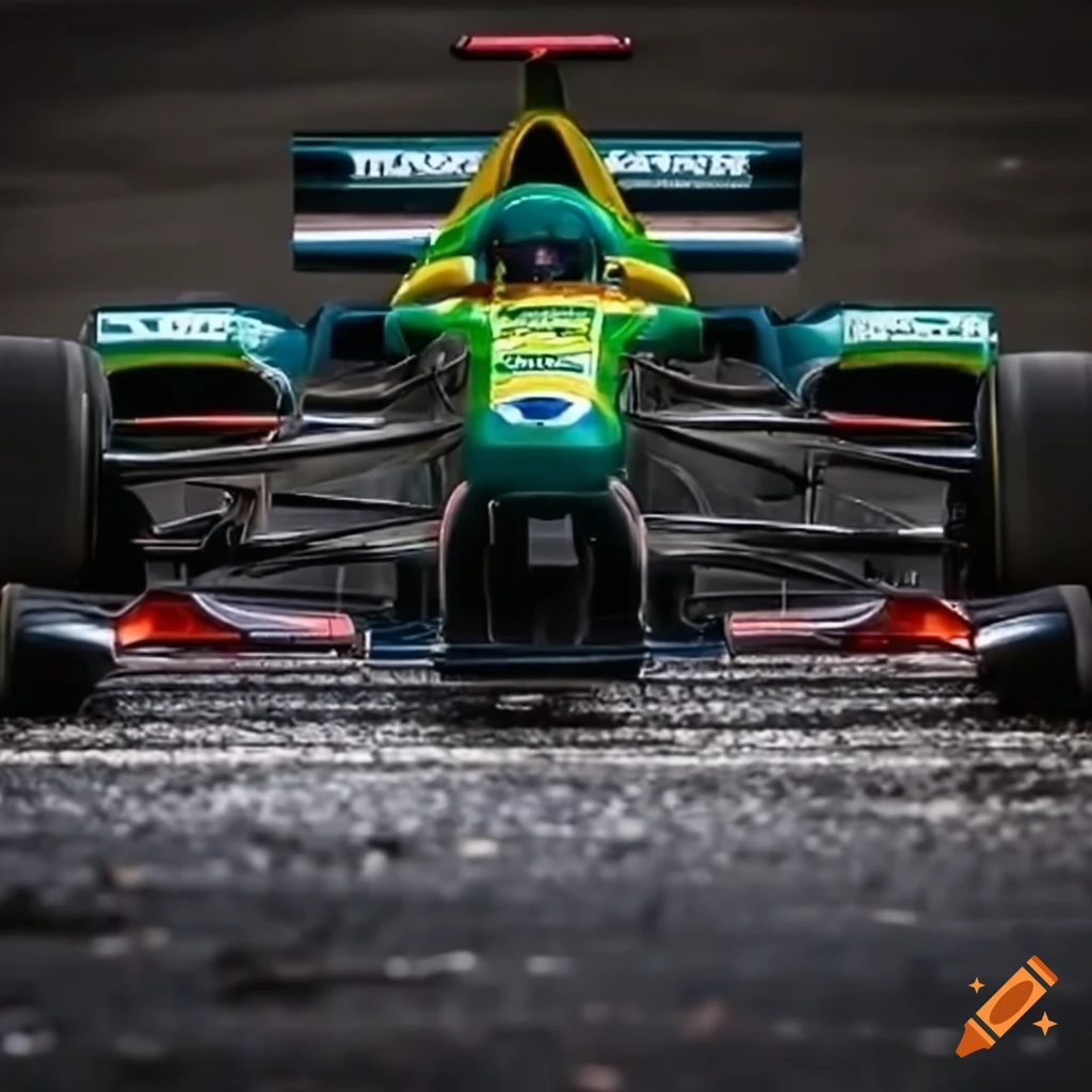 F1 car on the racetrack on Craiyon
