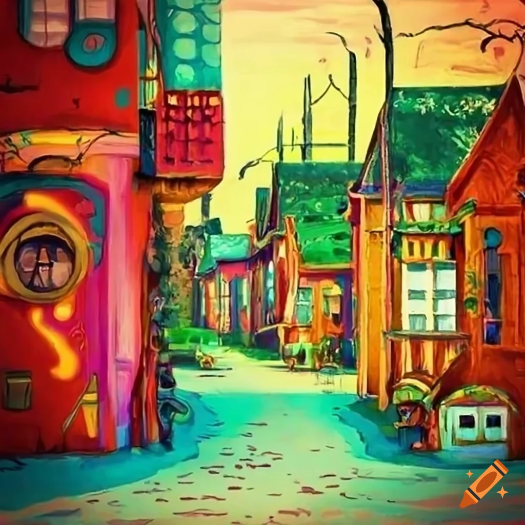 Whimsical Street Scene From A Hippie Realm On Craiyon whimsical-street-scene-from-a-hippie-realm-on-craiyon