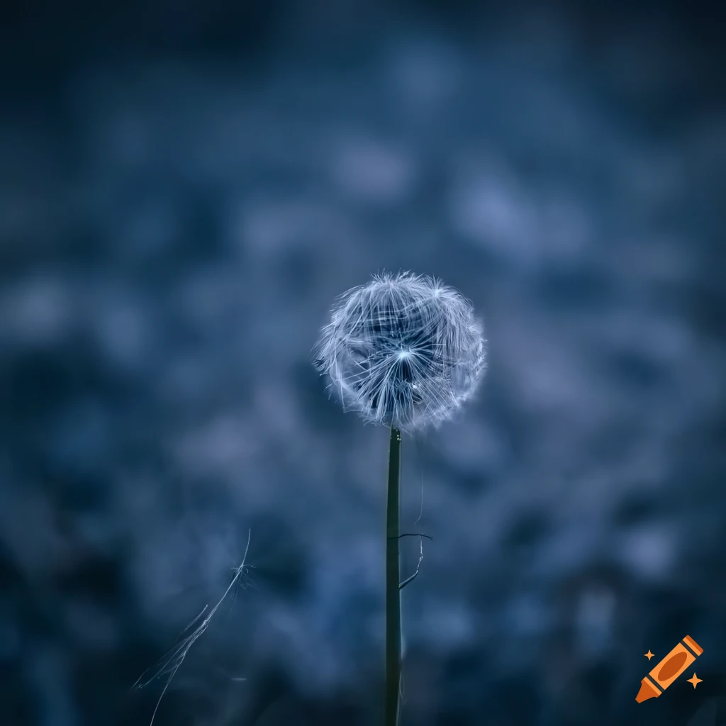 dandelion in a field under the night sky