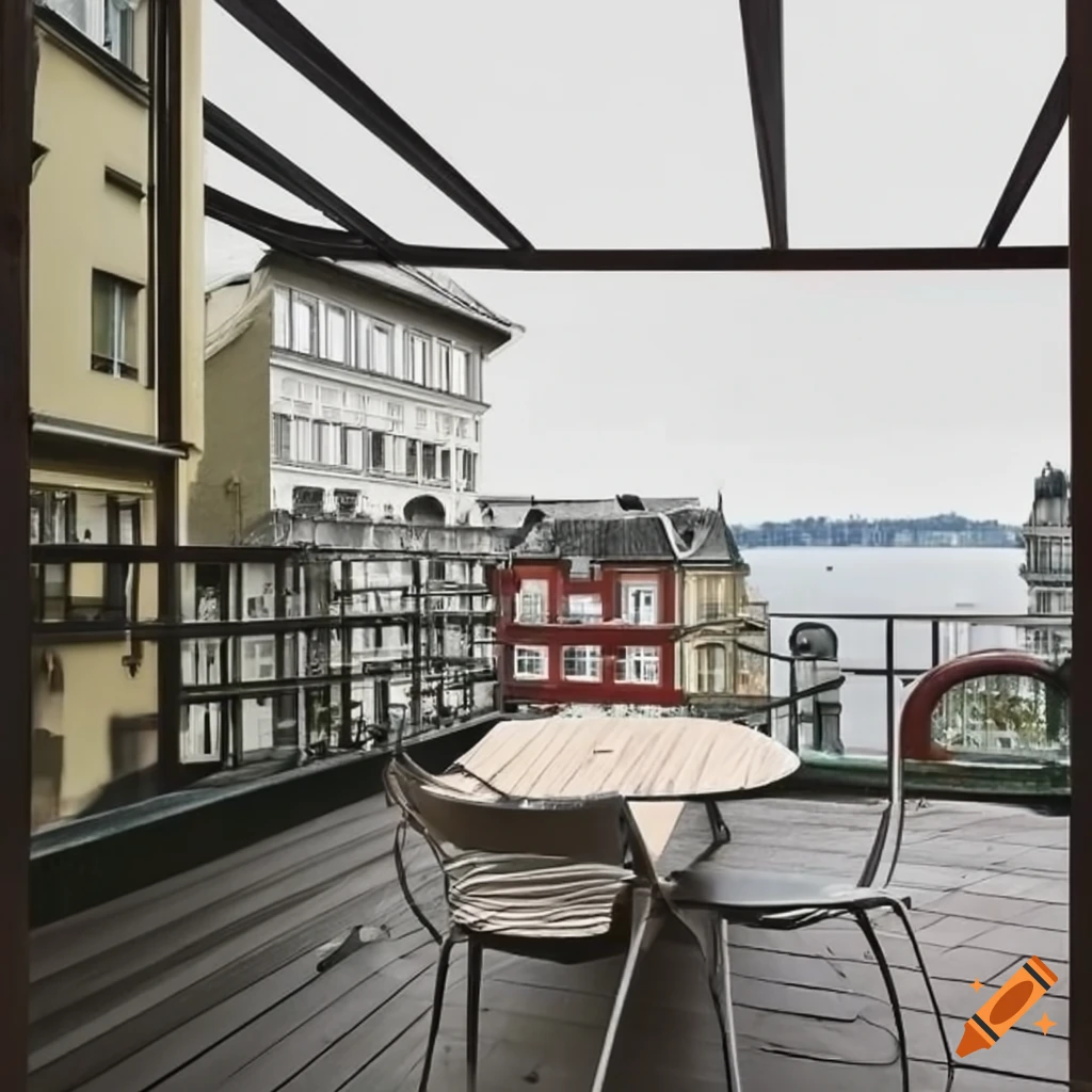 balcony in Zürich with chairs and table