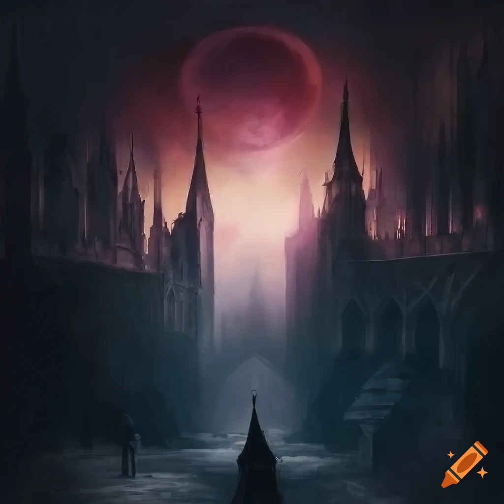 Painting of a gothic cathedral in a medieval city on Craiyon