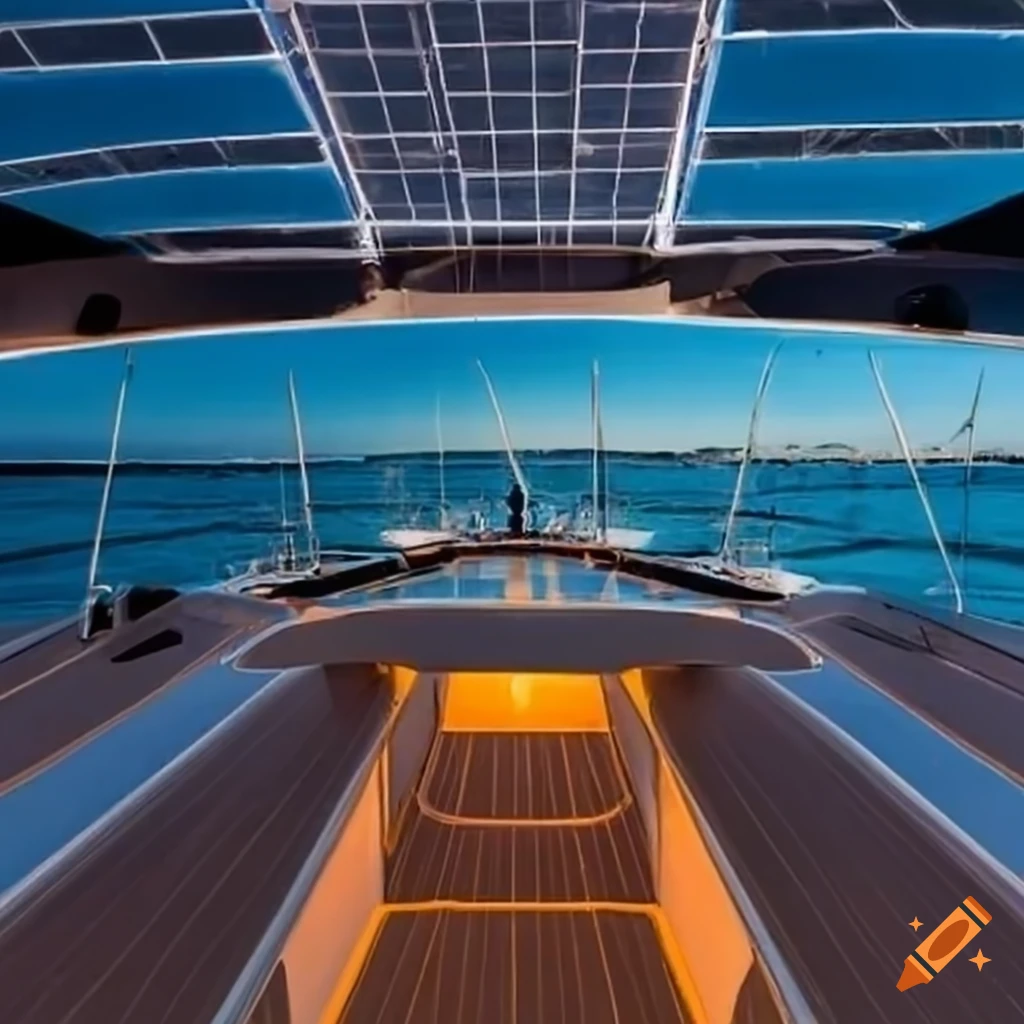 catamaran yacht deck with embedded solar cells