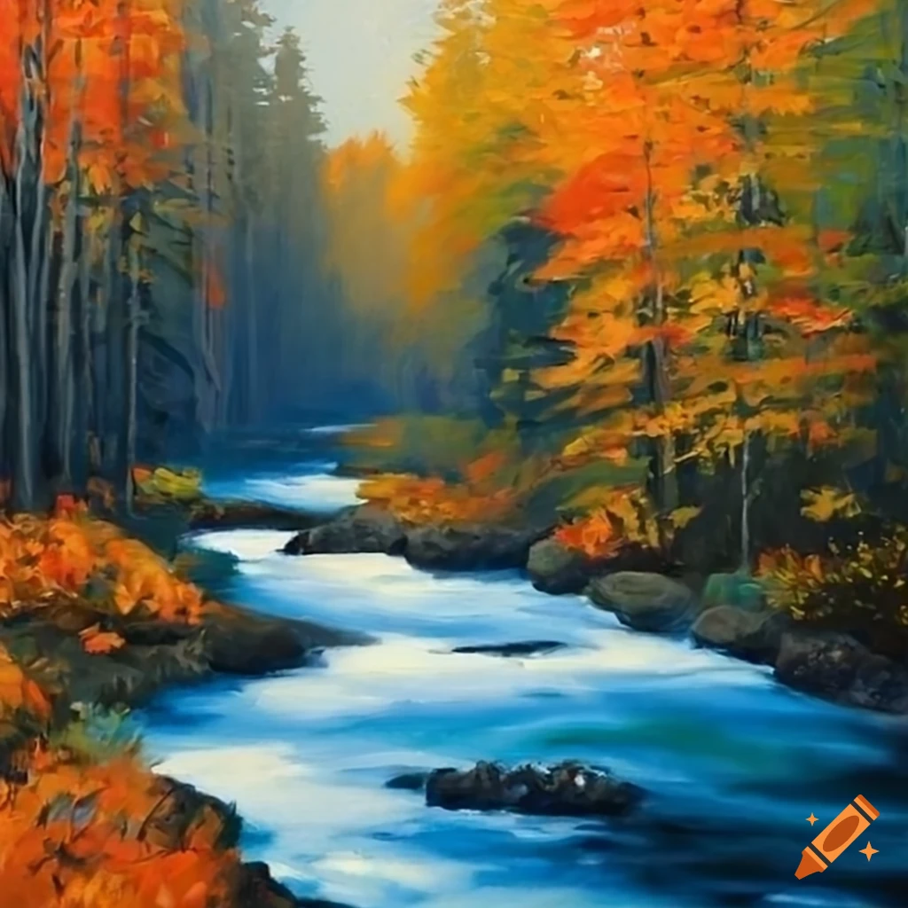 Realistic oil painting of autumn wilderness in canada on Craiyon