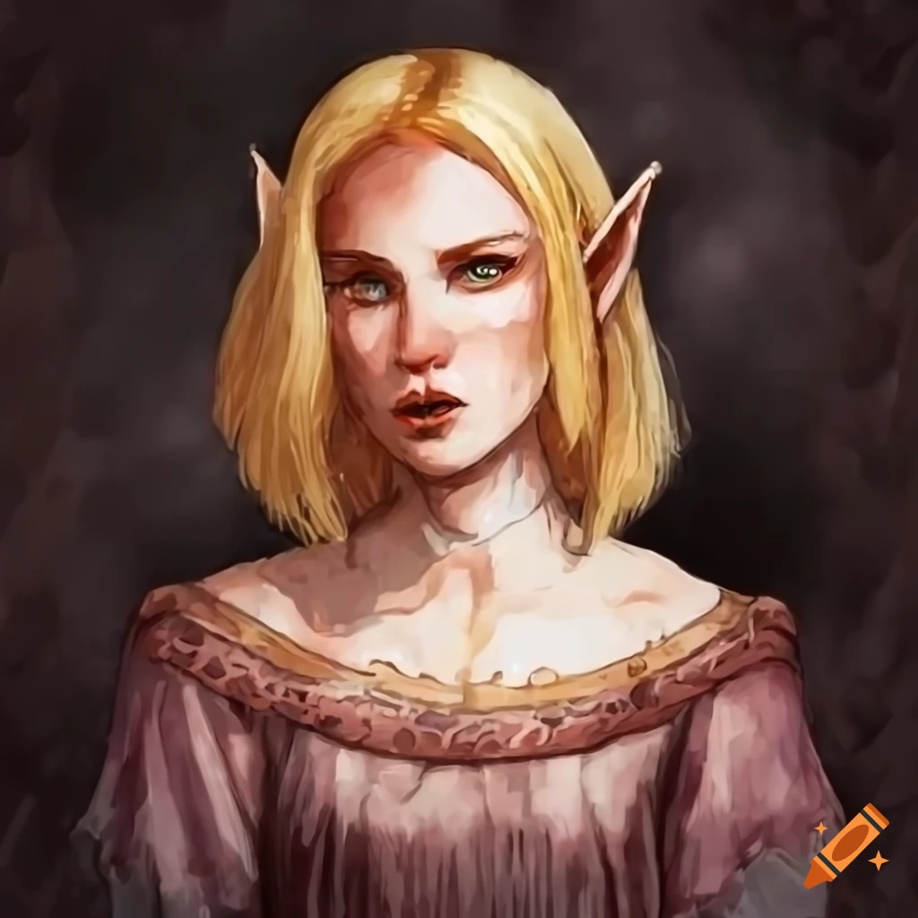Portrait of a female half elf historian on craiyon