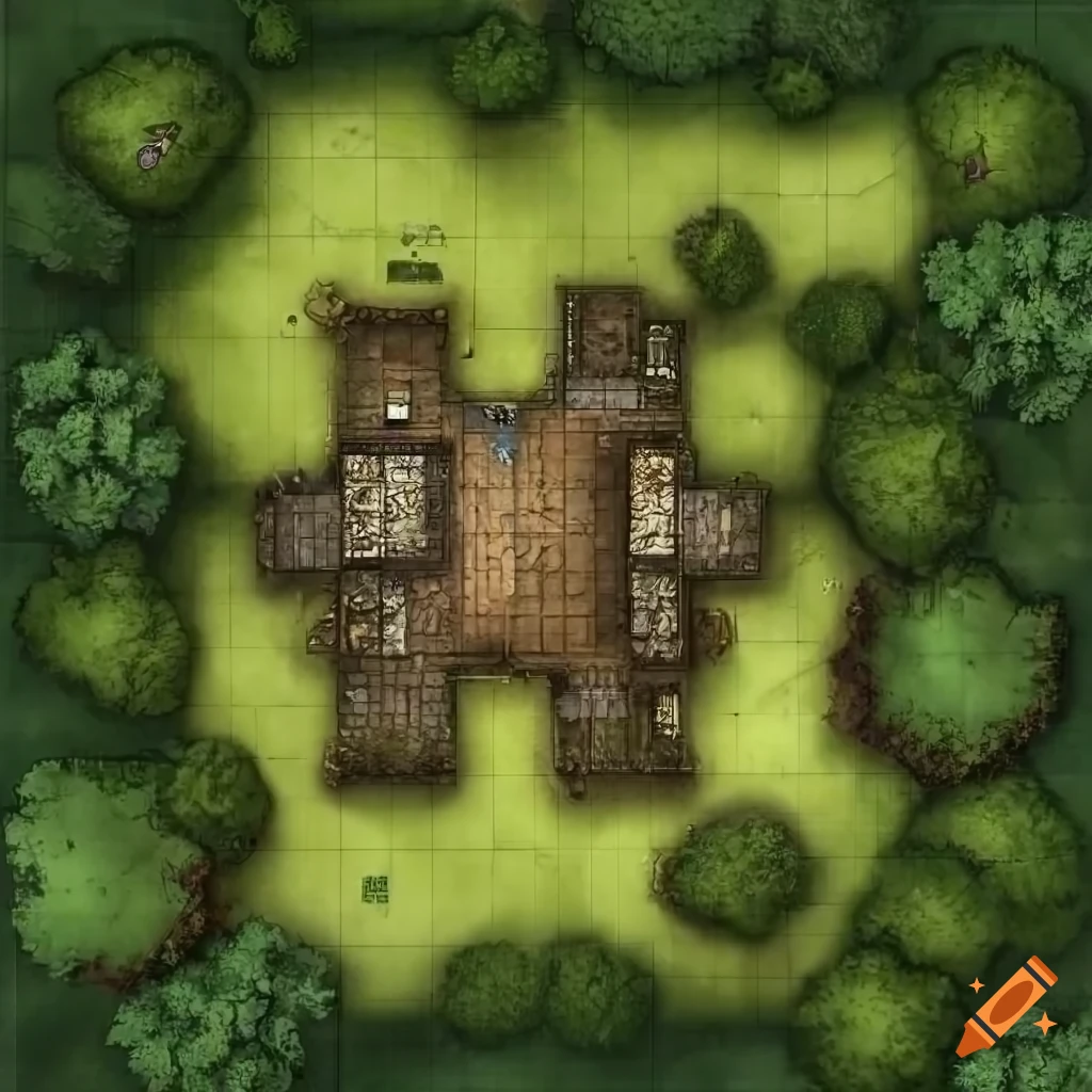 Dnd battlemap of a cottage in the - 4469b8fa606247ebba6d68116293020f.webp