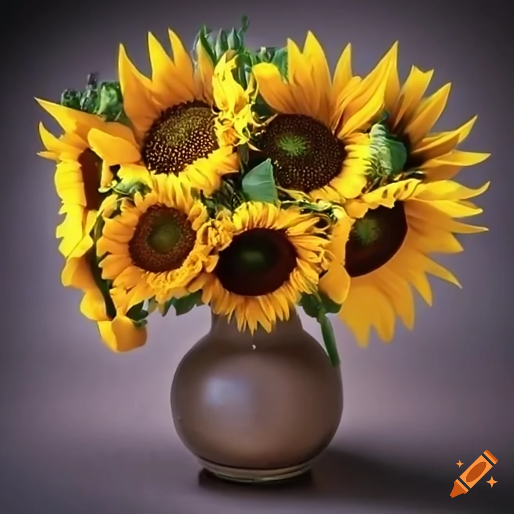 Sunflowers bouquet with heart and bow on Craiyon