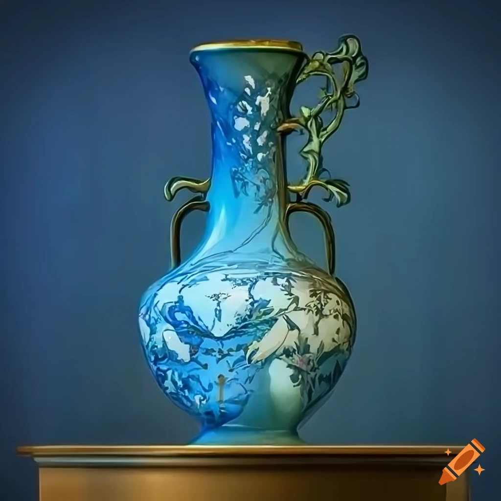 Art nouveau style painting of a vase on Craiyon