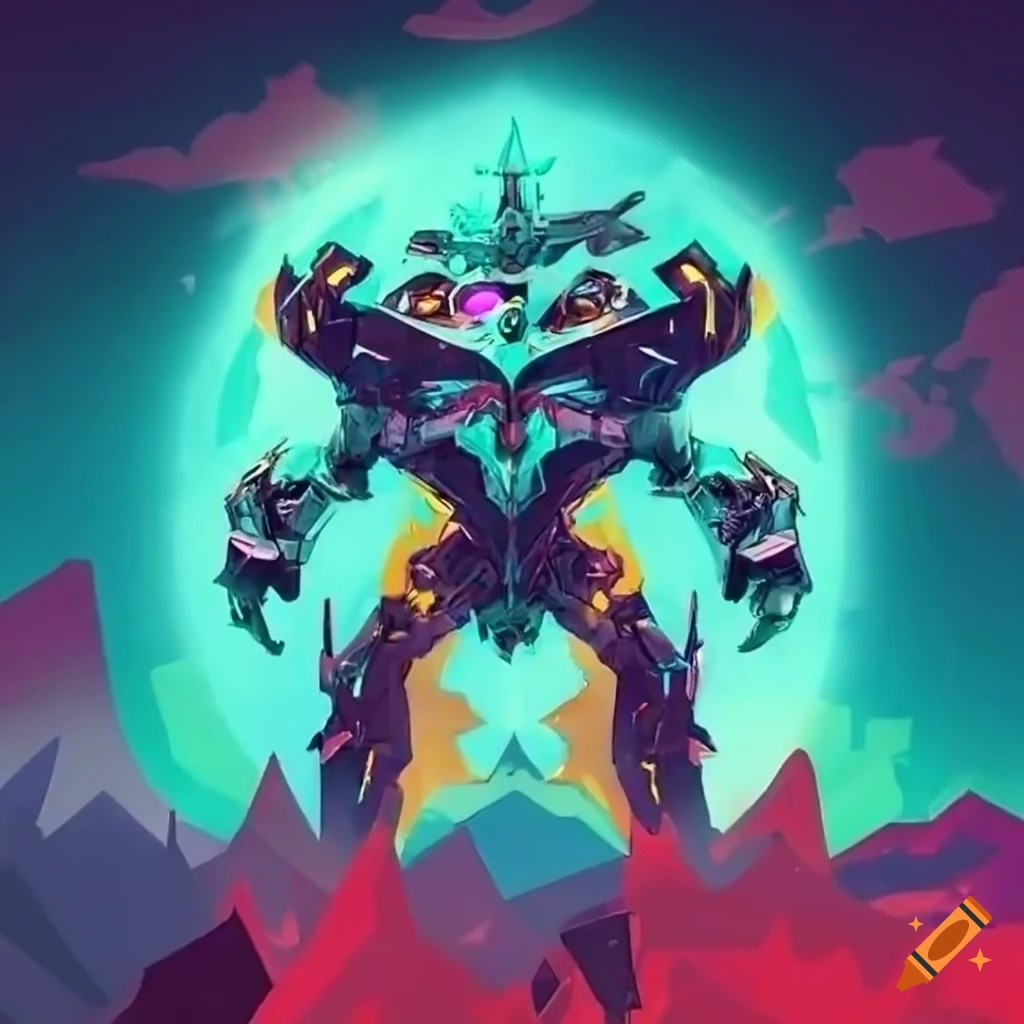 Crystal mecha with cyan flames on craiyon
