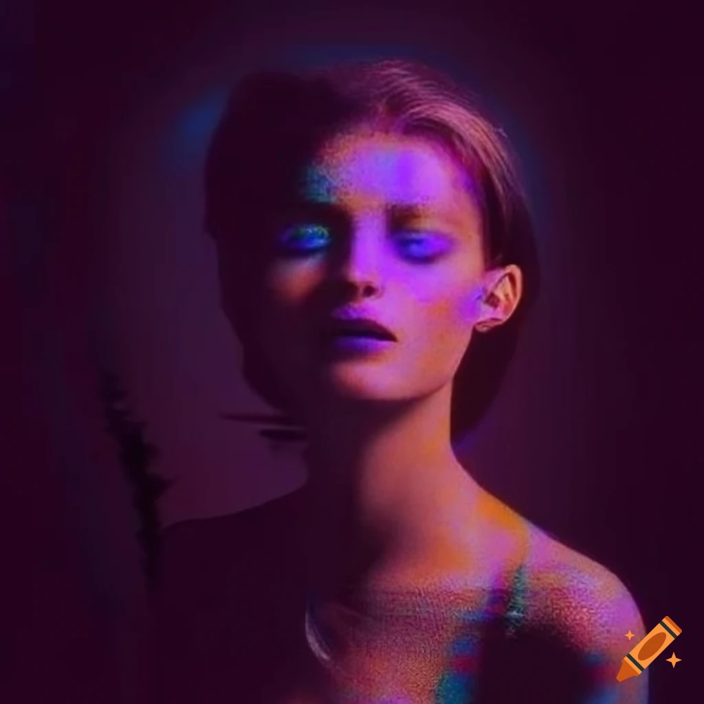 Vogue model with glitch effect