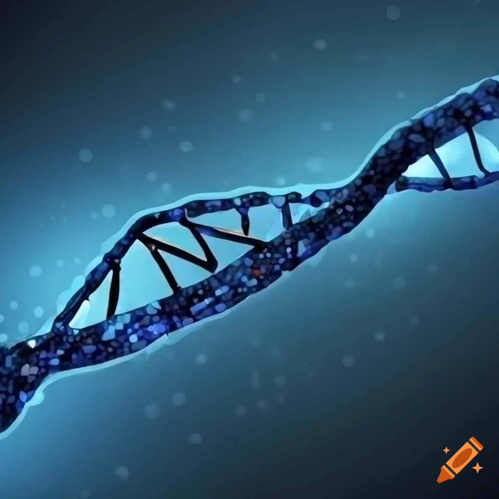 Mosaic mural of dna structure on white background