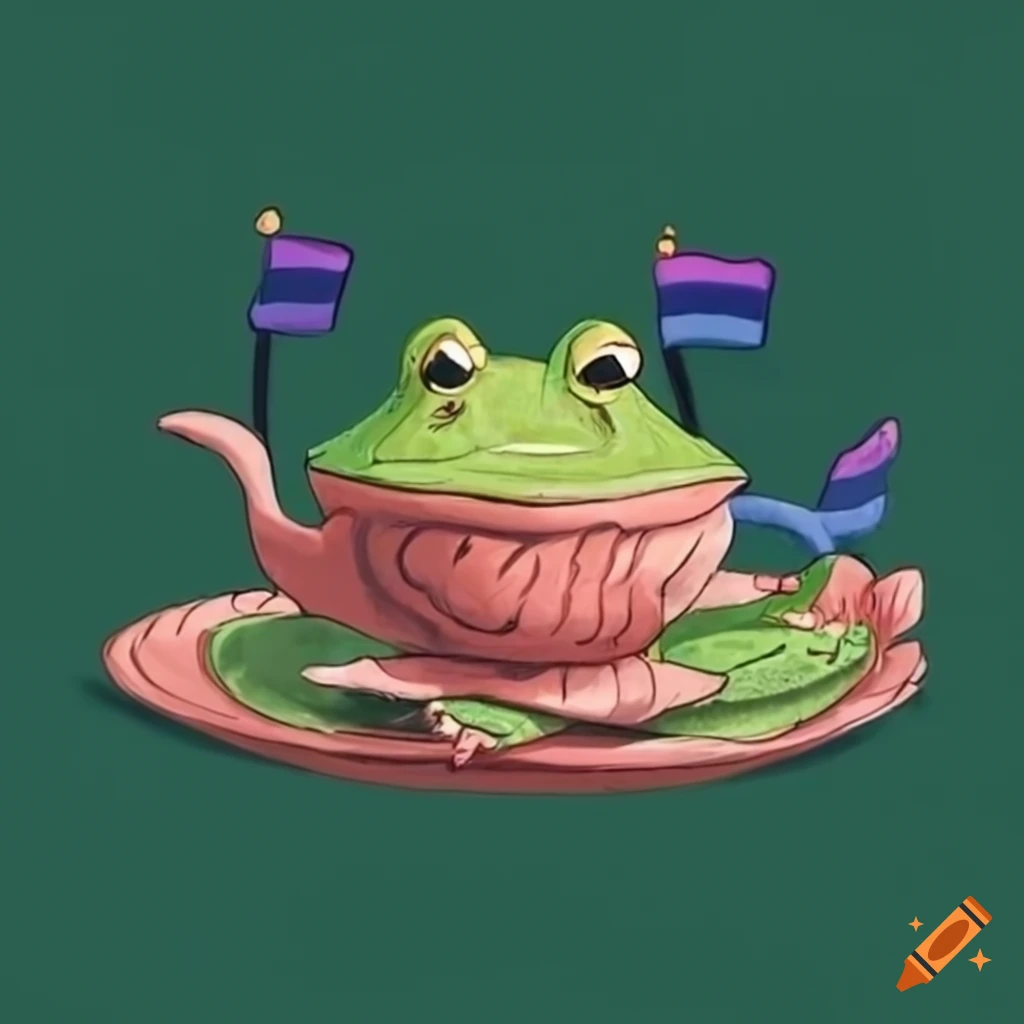 image of frogs having a tea party in the woods