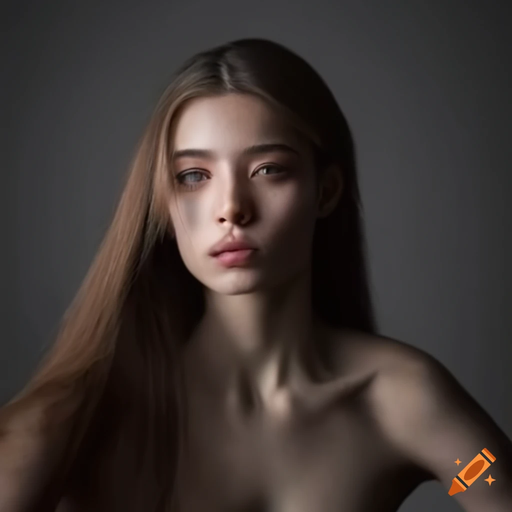 super realistic human model at a professional photoshoot