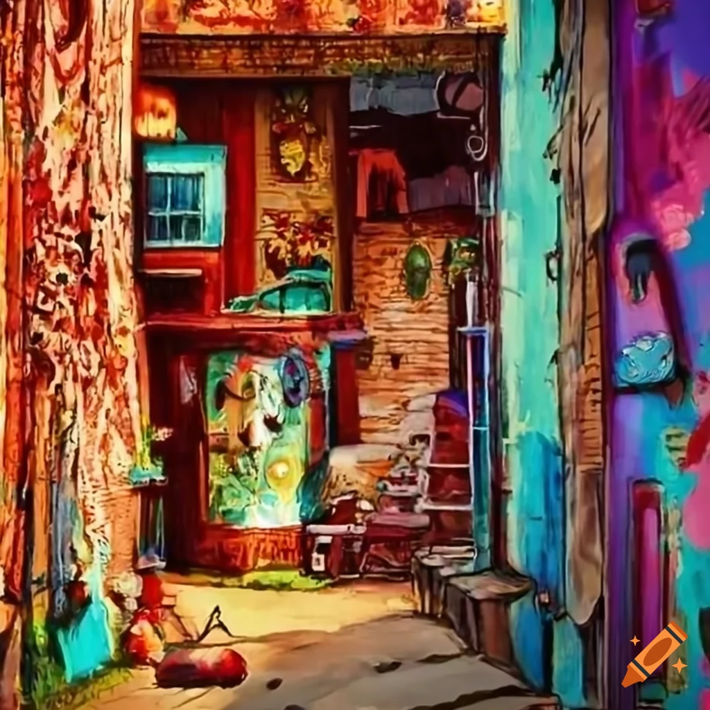 whimsical street scene from a magical realm