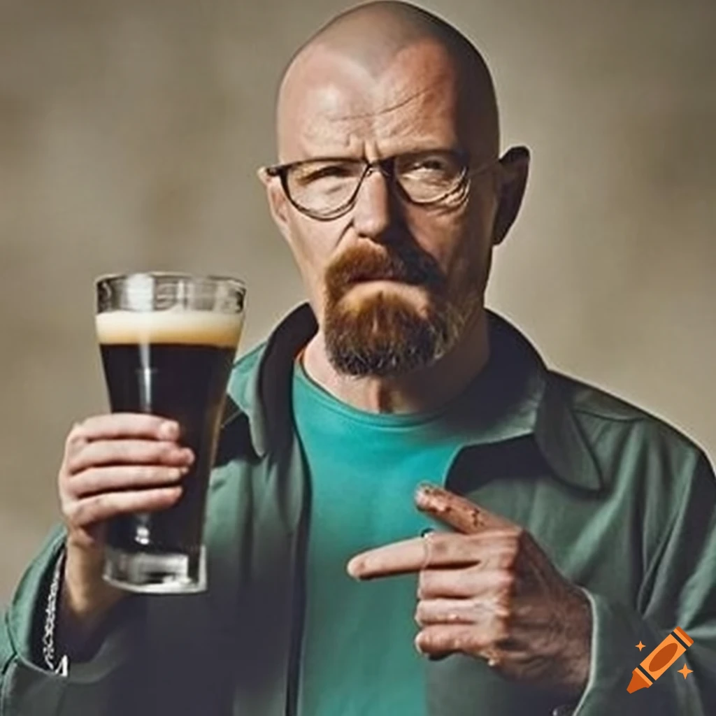 Walter white from breaking bad holding a glass on Craiyon