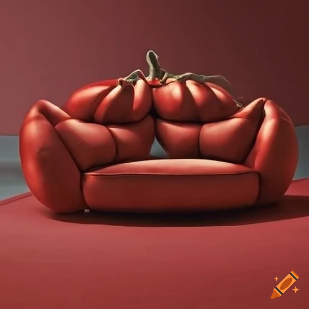 Unique tomatoshaped sofa on Craiyon