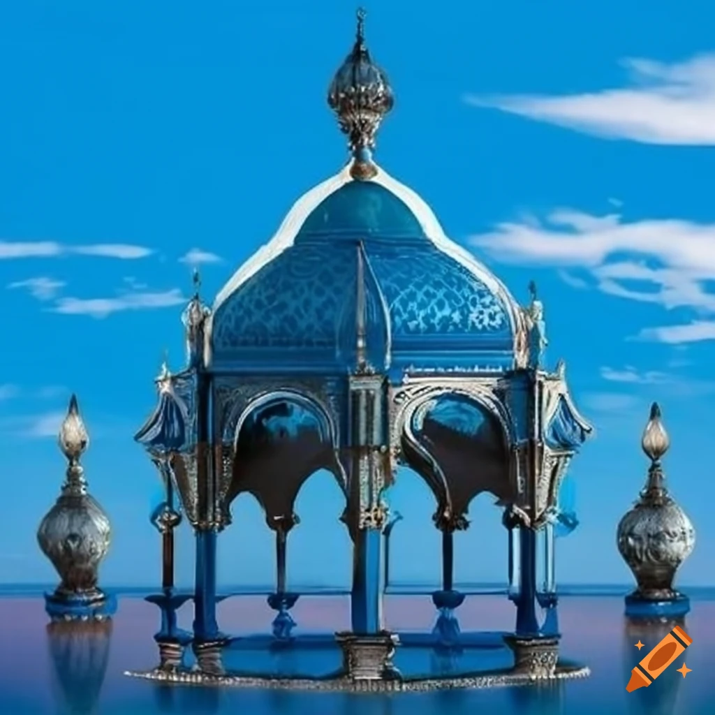 blue and silver Islamic ornamental gazebo