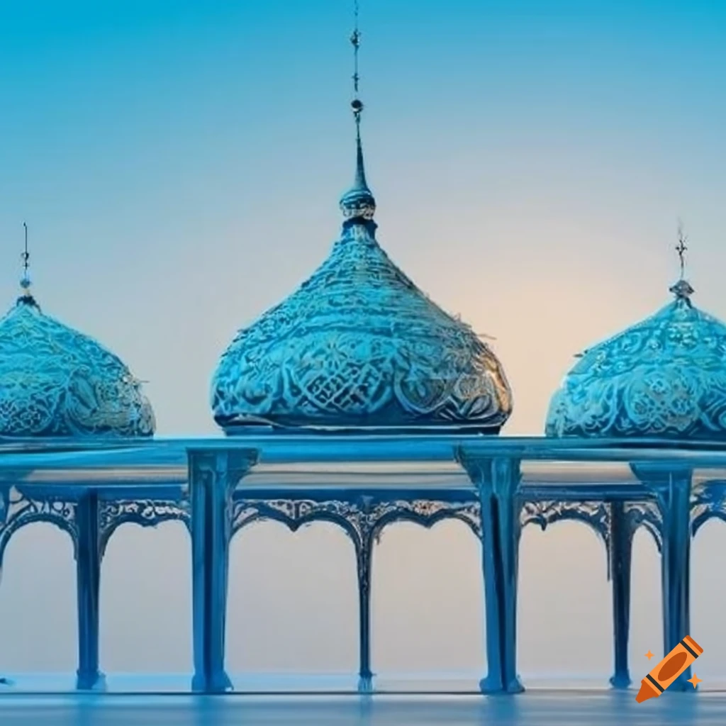 silver Islamic gazebo under a clear blue sky