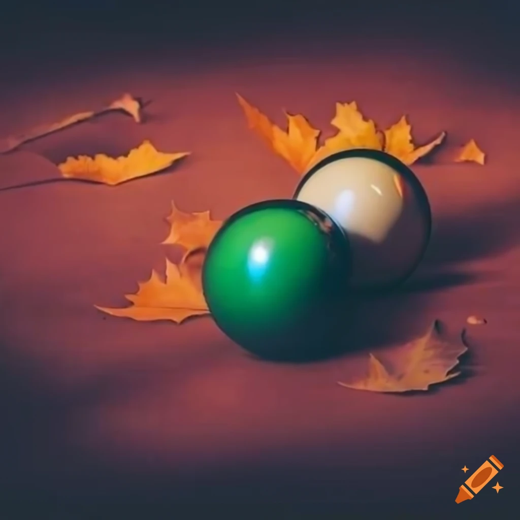 autumn leaves on a dark pool table