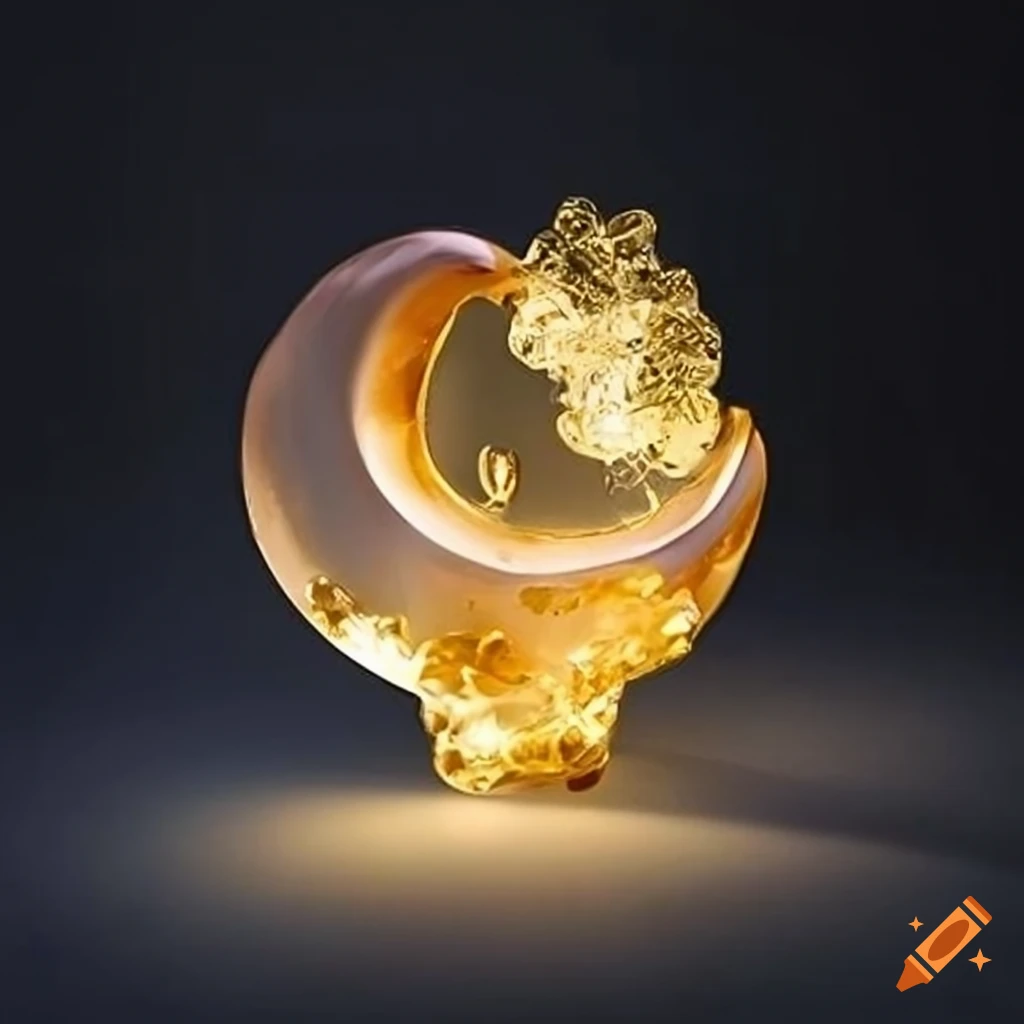 Bottle of crystal perfume with gold decorations and rainbow crystal