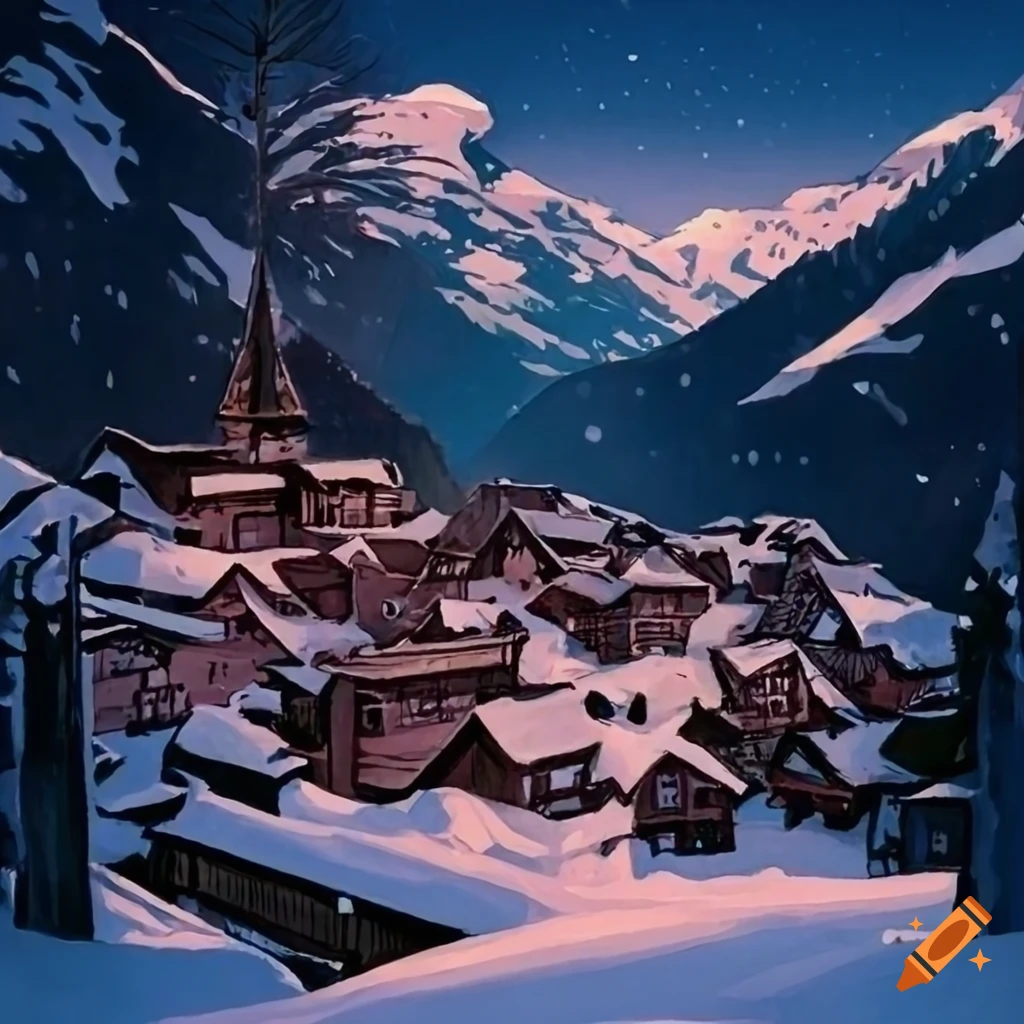 detailed-painting-of-japanese-snowy-mountain-village-with-flying