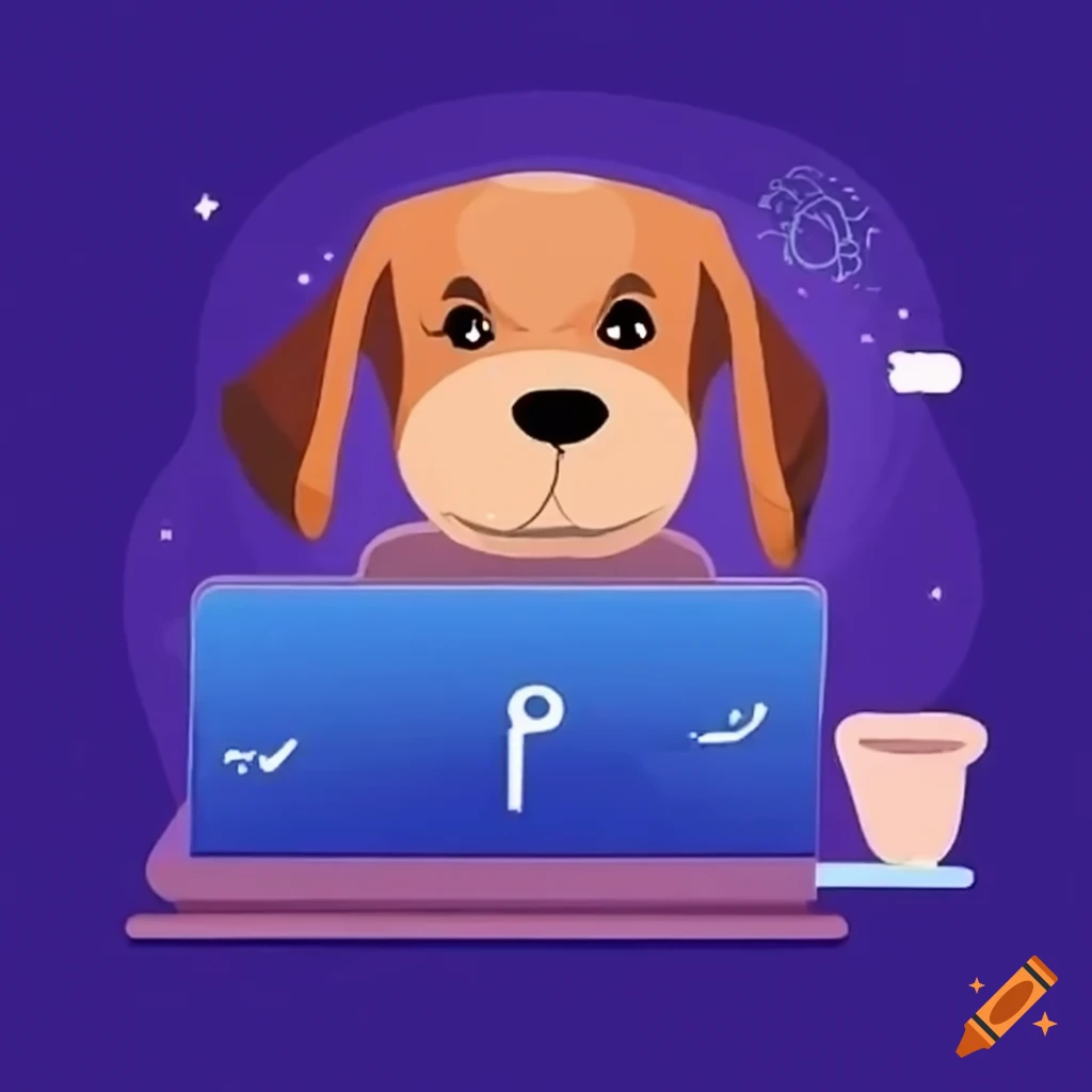 Illustration of Karel the coding dog in a classroom on Craiyon