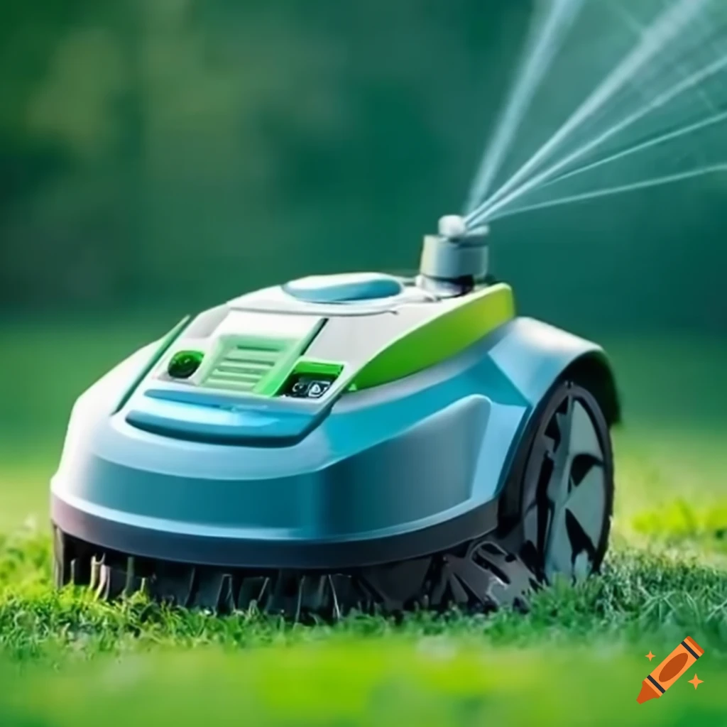 Robot lawnmower with irrigator and humidity tester on Craiyon