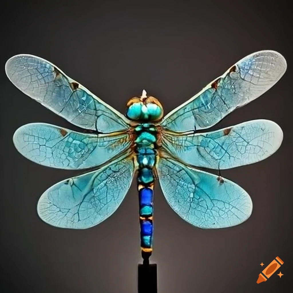 Mounted blue dasher dragonfly specimen