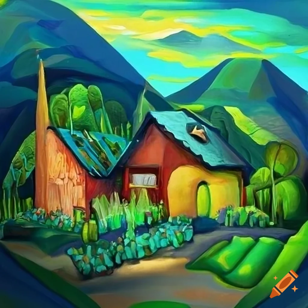 Computer art representing a permaculture farm on Craiyon
