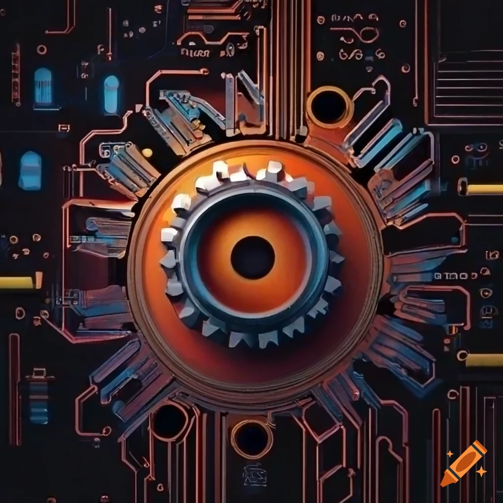 overlapping gears and circuit board
