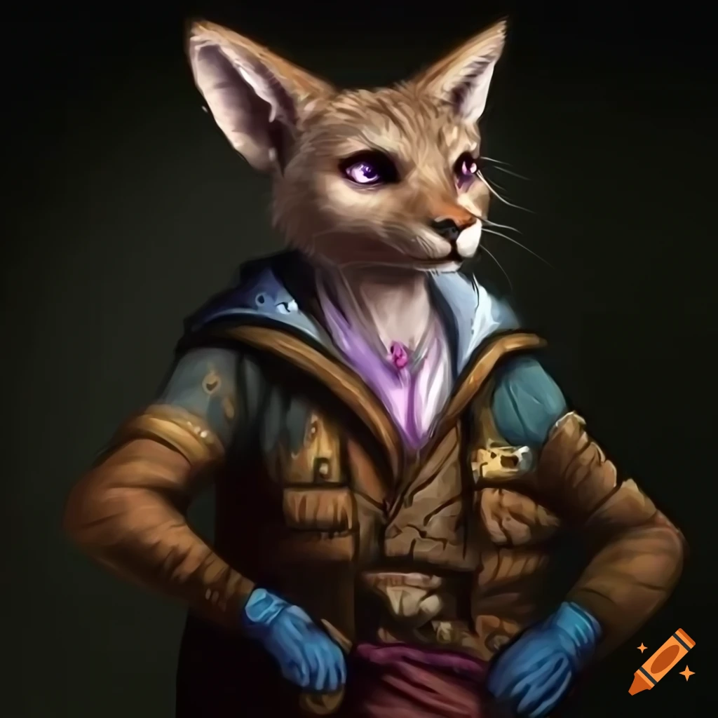 Hyper realistic art of an anthropomorphic jackal cat adventurer on Craiyon