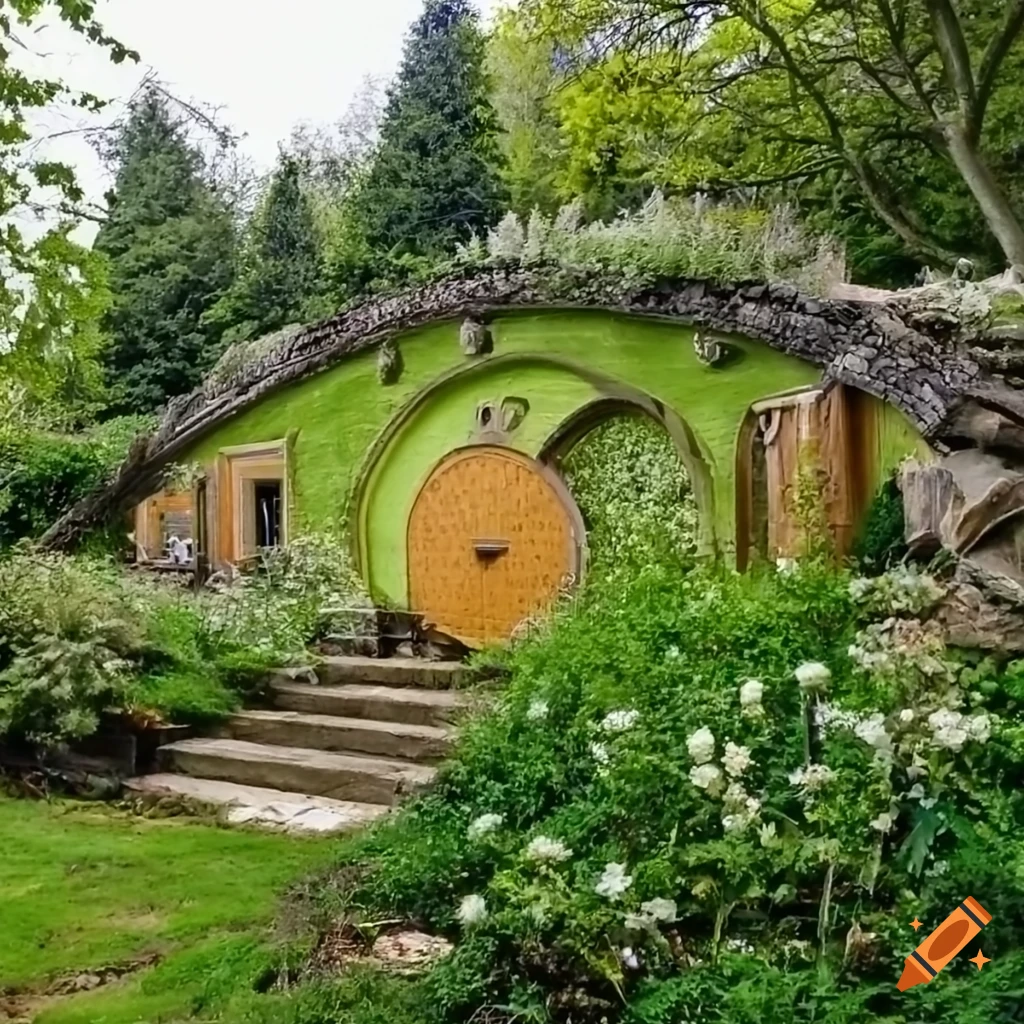 Photo Realism Of A Cozy Hobbit House In Spring
