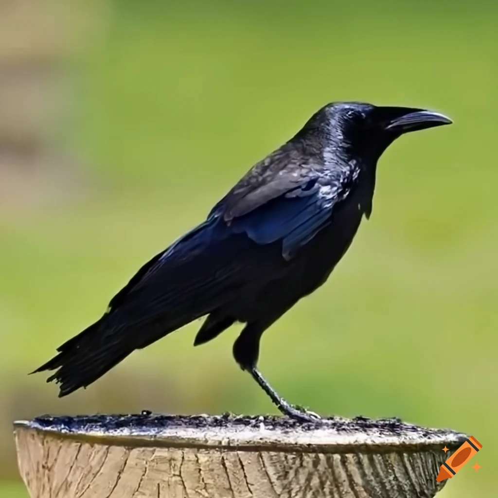 image of a crow drinking water