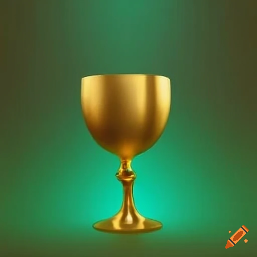 neon green close-up of a gold goblet