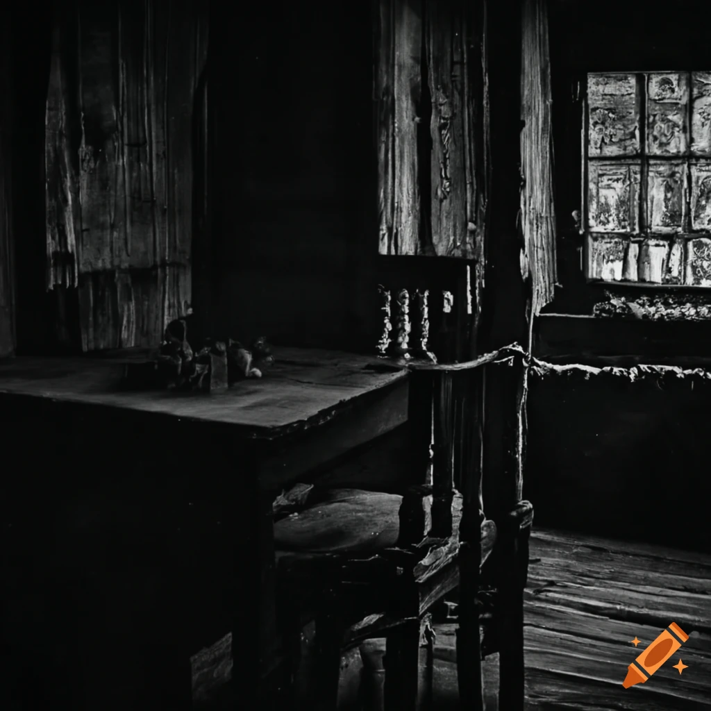 dark vintage picture of an old German farmhouse