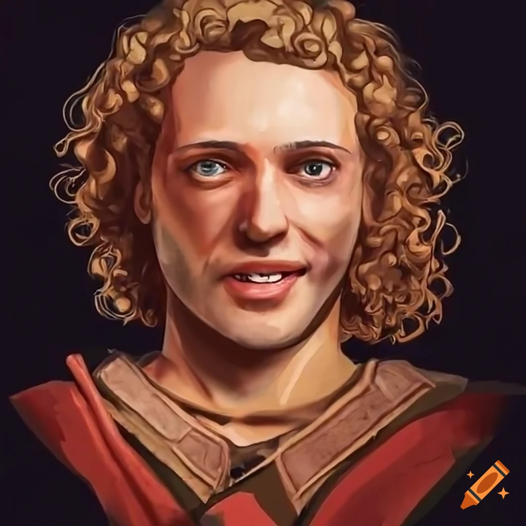 Portrait of a smiling man in medieval attire on Craiyon