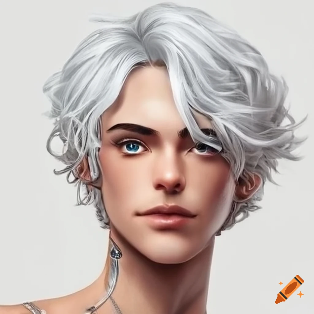 male character with white hair and earring