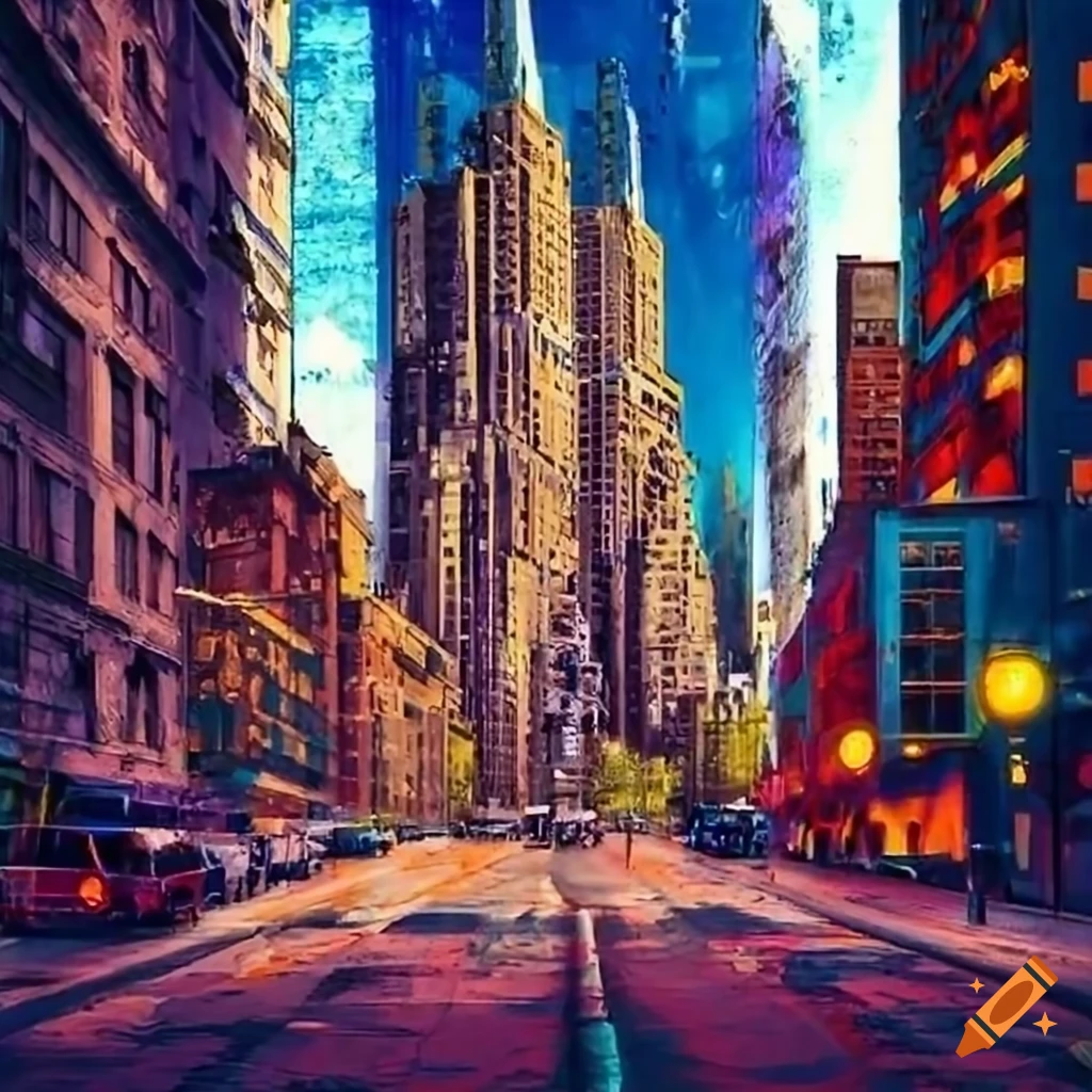 Graffiti-style depiction of new york city