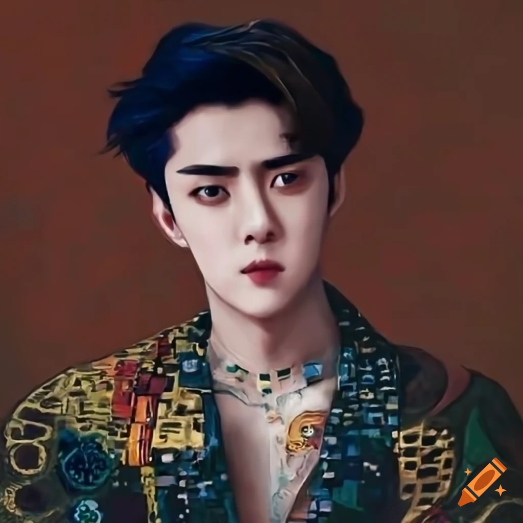 sehun-from-exo-holding-a-cat-inspired-by-gustav-klimt-on-craiyon